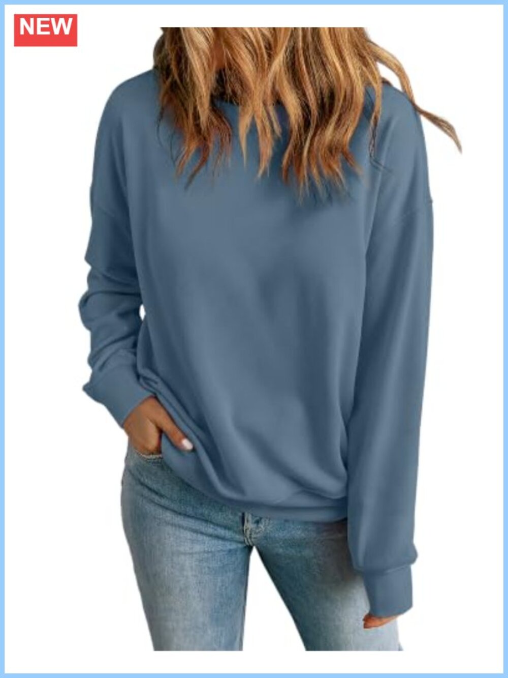 Womens Crew Neck Long Sleeve Sweatshirt Loose Fit Casual Pullover